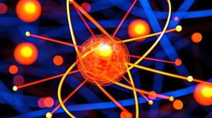 Poster - Atom model illustration, vibrant energy