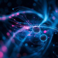 Poster - Abstract swirling nebula of vibrant light.  Dynamic energy fields intertwined with glowing particles.  Intricate patterns of cosmic  movement