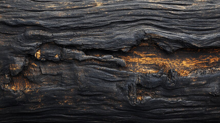 Poster - Dark brown and black wood grain texture, showing deep grooves and natural patterns, showcasing rustic, aged, and natural beauty, ideal for backgrounds