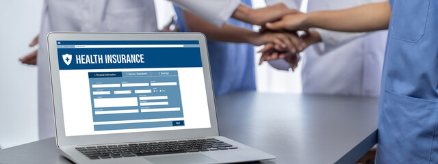 Poster - health insurance web site brisk registration system for easy form filling