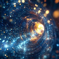 Poster - Cosmic vortex tunnel, vibrant colors, swirling patterns,  glittering particles