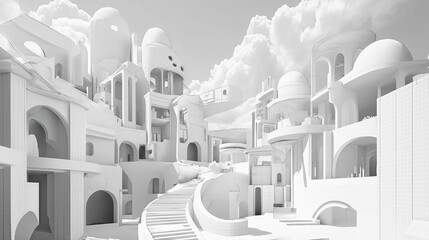 Poster - A surreal black-and-white city where only certain objects have color.