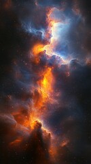 Wall Mural - Stunning cosmic nebula with vibrant colors illuminating the depths of space during a clear starlit night