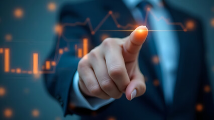 businessman touching virtual screen