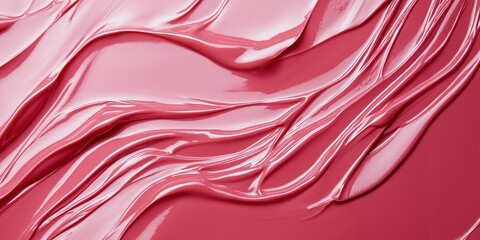 Wall Mural - glossy pink lip paint swirls on a smooth background
