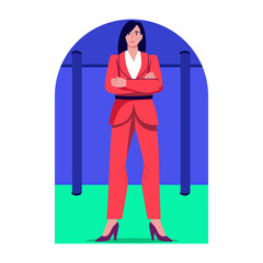 Canvas Print - A flat style illustration of a businesswoman character