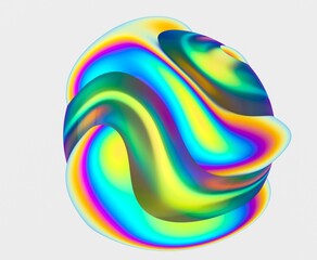 Aufkleber - 3D abstract shpere with vibrant, swirling colors and smooth, fluid curves, creating a dynamic and psychedelic effect. The bright, glossy surface highlights its futuristic design.