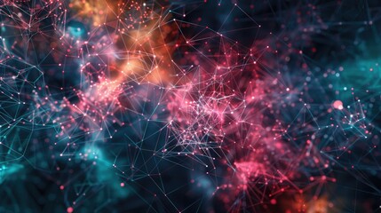 Poster - Explore a captivating visualization of millions of nodes and links representing complex networks, highlighting the beauty of digital connections and data interaction.