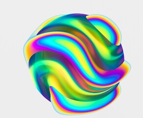 Aufkleber - 3D abstract shpere with vibrant, swirling colors and smooth, fluid curves, creating a dynamic and psychedelic effect. The bright, glossy surface highlights its futuristic design.