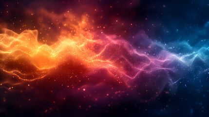 Wall Mural - Red Orange Blue Particle Wave Shiny Energy Motion, Abstract Design for Digital Backgrounds