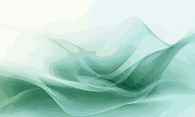 Poster - abstract green waves on light background vector