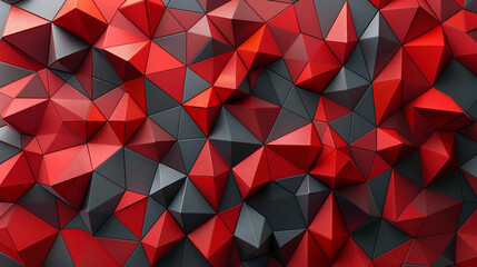 Wall Mural - red black geometric triangles 3d modern background, dark texture for wallpaper and art