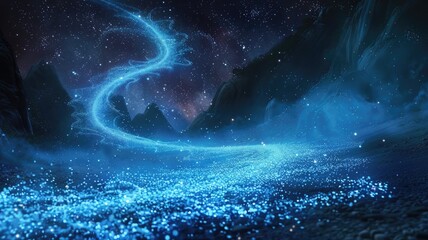 Poster - Abstract of seamless pattern magical star emit light in natural scene or sparkling particles on nature view with glowing effect perfect for visual design convey sense of energetic and fantasy. AIG53.