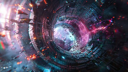 Poster - Explore a vibrant digital space filled with abstract elements and mesmerizing colors. This artwork features a deep cosmic environment that captures the imagination.
