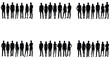 © Sadif Alam - Silhouettes of Diverse Group Black Figures of Men and Women Standing on White Background