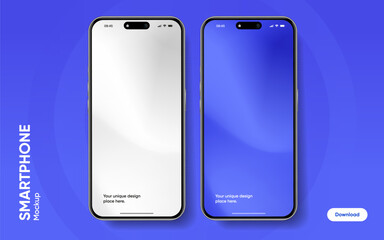 Poster - Realistic smartphone mockup. Mobile phone vector with isolated on white background. Device front view. 3D mobile phone with shadow. Realistic, high quality smart phone mockup for ui ux presentation.