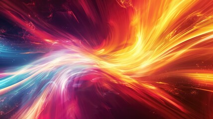 Poster - A captivating abstract representation of dynamic energy flows in vibrant colors. This visually striking image showcases brilliant light effects and fluid motion, perfect for creative projects.