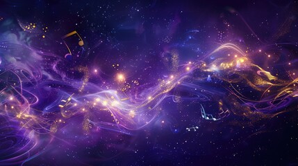Poster - A captivating abstract banner featuring vibrant shades of purple, blue, and gold, evoking a sense of energy and wonder, perfect for digital design projects.