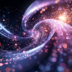 Fototapete - Abstract swirling vortex of shimmering particles.  A mesmerizing display of swirling, luminous particles in 