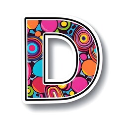 Wall Mural - Vibrant Letter 'D': A visually striking graphic of the letter 'D' is adorned with a kaleidoscope of vivid, multicolored circles. Capturing a sense of artistic flair and playful creativity.