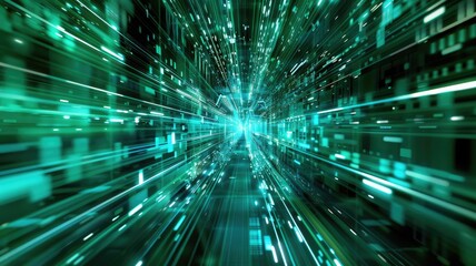 Poster - Explore a captivating digital technology visualization showcasing dynamic lines and glowing patterns, representing the essence of innovation and creativity.