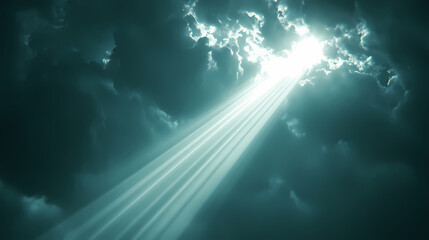 Wall Mural - a fleeting beam of bright white light cuts through darkening sky, flash, light. fleeting light. illu