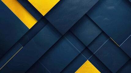 Poster - This high-tech abstract background features a dynamic arrangement of metallic layers in blue and yellow tones, perfect for digital design projects and wallpapers.