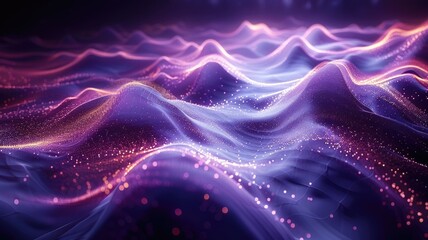 Poster - A stunning stylized image of a glowing blue object surrounded by ethereal waves, creating a mesmerizing digital landscape that evokes a sense of tranquility and wonder.