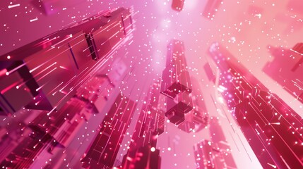 Poster - Explore a mesmerizing virtual space filled with moving dots and pixels, creating a vibrant and futuristic atmosphere. Perfect for digital media projects.