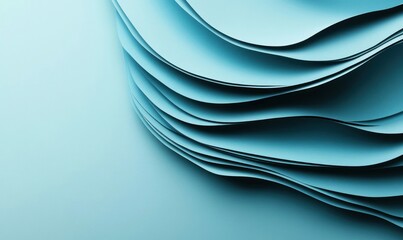 Poster - Turquoise waves cascading in an abstract design create a modern and elegant background, with a gentle gradient.