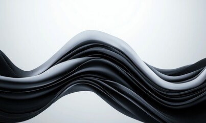 Poster - Elegant gray abstract waves flow smoothly, creating a sense of modern, subtle motion.