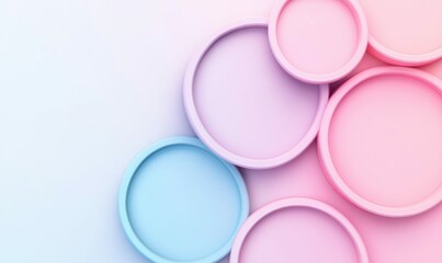 Poster - Pastel circles overlap in a modern design, offering a soft, geometric background with gentle gradients.
