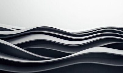 Poster - Sophisticated abstract background showing smooth, wavy layers of paper in neutral tones for a modern aesthetic.