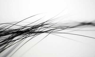 Poster - An abstract arrangement of delicate black strands creates a modern, minimalist graphic on white.