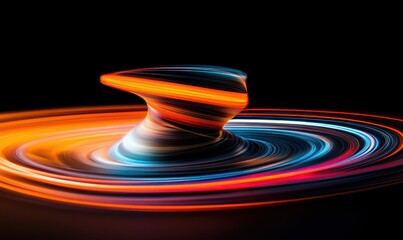 Poster - Abstract light painting showcases swirling bands of red, orange, and blue against a black background.