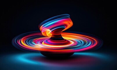 Poster - A vibrant, swirling vortex of neon light creates a dynamic and mesmerizing abstract pattern.