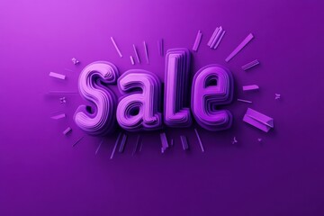 Poster - Vibrant sale announcement in purple with playful 3D lettering and dynamic design elements