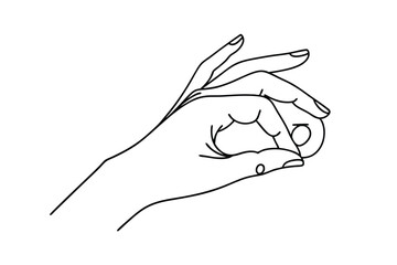 Poster - Woman's Hand Holding Small Round Object Line Art Drawing