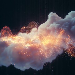 Fototapete - Abstract cloud formation with fiery details.  Dynamic interplay of light and texture