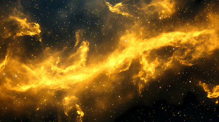 Wall Mural - Golden nebula wisps in deep space drift slowly, nebular, galaxy, misty glow. Nebula Drift. Illustration