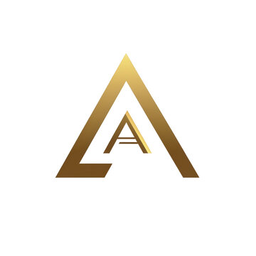 Logo design featuring a golden letter A and N combined together in the shape of a triangle on a white background, png