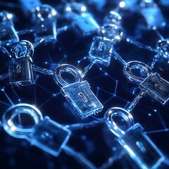 Poster - Network security with interconnected padlocks