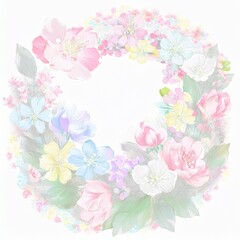  creative, fancy and beautiful spring flower composition with space for copy in circle background, graphic resource spring concept