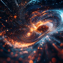 Fototapete - Abstract swirling vortex of light and particles.  A dynamic, energetic display of swirling colors and textures, suggesting motion, energy, and complexity