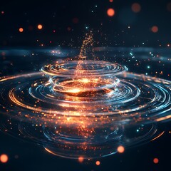 Fototapete - Abstract energy rings with glowing particles