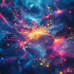 Fototapete - Abstract vibrant cosmic nebula explosion