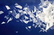 © rioyoungguns - Shattered glass fragments on blue background, abstract art, design element