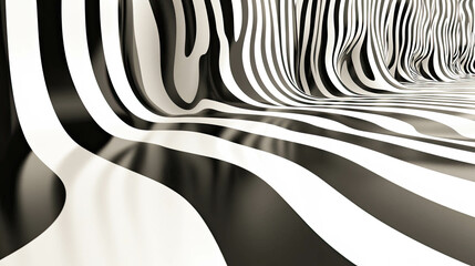 Poster - Smooth black and white zebra stripe design flows gracefully in abstract form