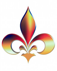 Poster - Stylized fleur de lis symbol in vibrant gradient showcasing French heritage and artistic minimalism