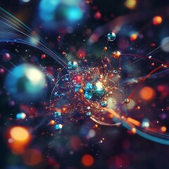 Fototapete - Abstract Colorful Sphere Cluster in Motion